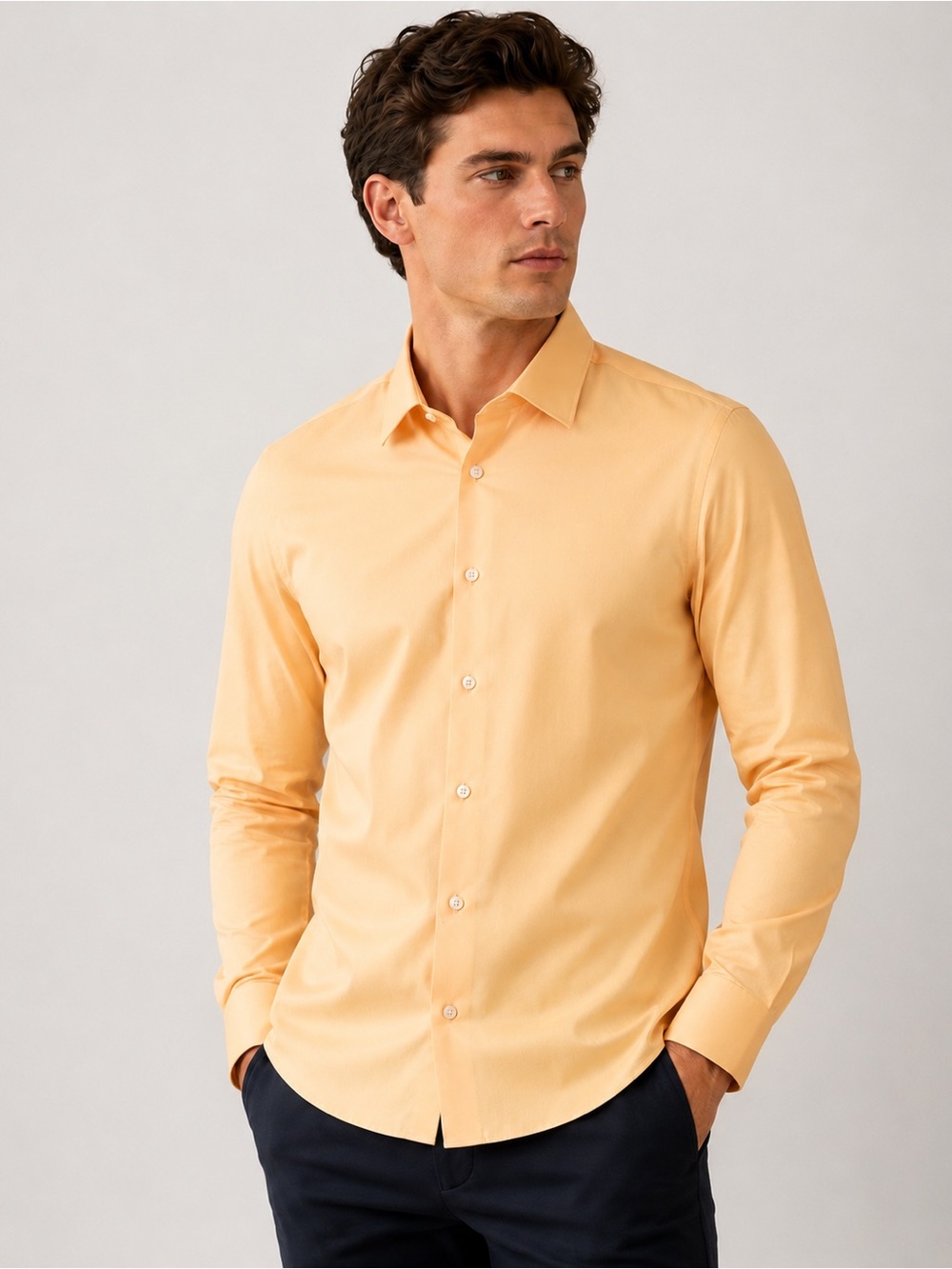 Michael Kors Men's light orange  Long-Sleeve Dress Shirt - L